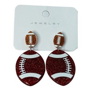 Football Earrings Dangle Drop Earrings Game Day Sparkle Glitter‎ Jewelry New